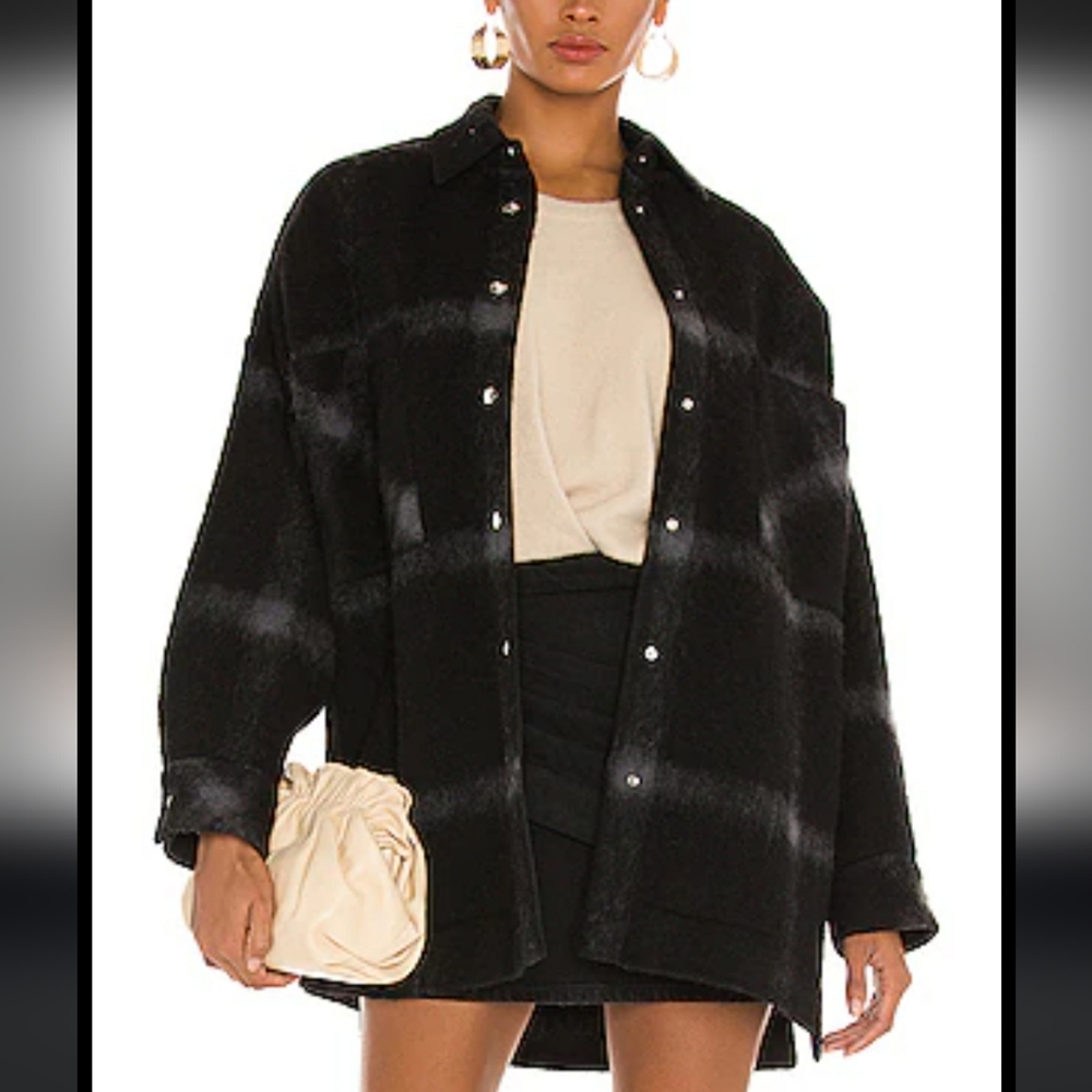 black plaid shacket wool coat wool jacket